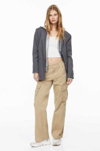 H&M Corduroy Cargo Hose Damen Schwarz | 3014-KUGPH