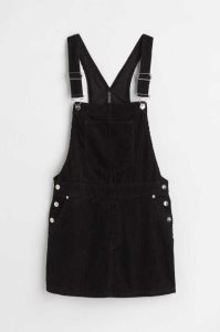 H&M Corduroy Overall Kleider Damen Schwarz | 1728-GVNJK