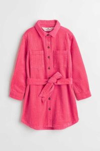 H&M Corduroy Shirt Kurzes Kleid Kinder Rosa | 2916-BSPTF