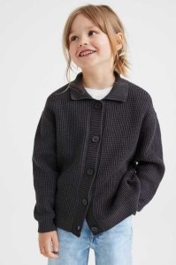 H&M CottonCollar Strickjacke Kinder Dunkelgrau | 6279-YMJPS