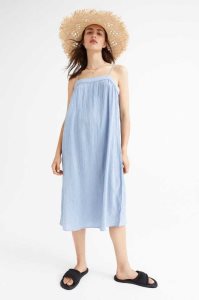 H&M Creped Kleider Damen Weiß | 4021-LCYHS