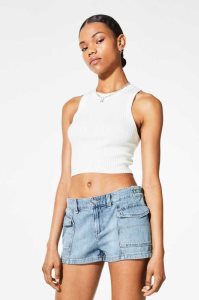 H&M Denim Cargo Kurze Hose Damen Hellblau | 1436-ZMXTV