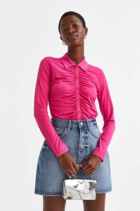 H&M Draped Jersey Oberteile Damen Rosa | 4295-ZBYTL