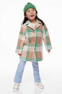 H&M Felted Coat Oberbekleidung Kinder Beige Grün | 0934-AKBPC