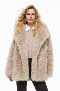 H&M Fluffy Jacke Damen Hellbeige | 9326-BNCKP