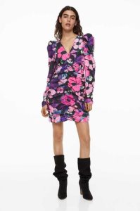 H&M Gathered Puff-sleeved Kleider Damen Rosa | 0729-NOEBI