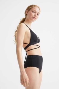 H&M Gepolstert Bikini Top Strandkleidung Damen Schwarz | 4790-JLOBX