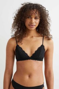 H&M Gepolstert Spitze Bra Unterwäsche Damen Schwarz | 1705-FZOCS