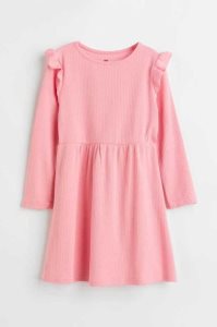 H&M Gerippt Jersey Kurzes Kleid Kinder Helllila | 7029-BGIPC