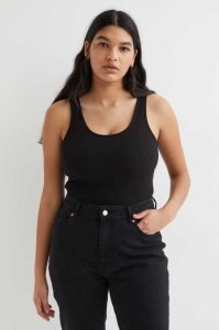 H&M Gerippt Tank Oberteile Damen Weiß | 2306-YTACP