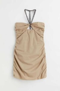 H&M Halterneck Bodycon Kleider Damen Beige | 9618-SVZOP