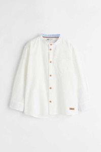 H&M Henley Hemd Kinder Weiß | 2815-AOBQX