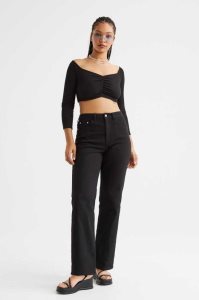 H&M High Taille Twill Hose Damen Schwarz | 0658-HEUSF