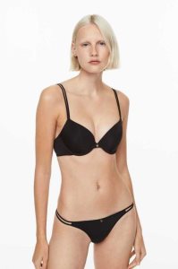 H&M Jersey Push-up Bra Unterwäsche Damen Schwarz | 4083-TLIHX