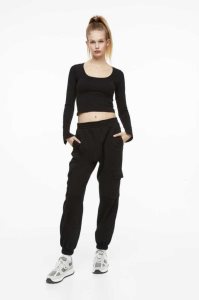 H&M Joggers Hose Damen Schwarz | 3786-YAFWK