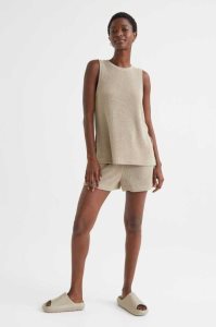 H&M Knit Kurze Hose Damen Hellgrün Beige | 3574-PBKJZ