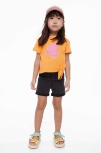 H&M Knot-detail printed Oberteile Kinder Orange | 5760-FBVNJ