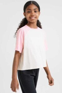 H&M Kurzes Baumwoll T-shirt Jersey Kinder Braun Weiß | 7081-HCWOB