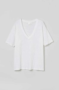 H&M Linen Jersey T-shirt Oberteile Damen Hellgrün | 8679-RMVGF