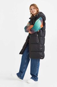 H&M Long Puffer Vest Oberbekleidung Kinder Schwarz | 0817-VYFSI