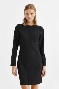 H&M Long-sleeved Kurzes Kleider Damen Schwarz | 9260-KAZFO