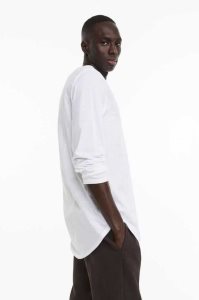 H&M Long-sleeved Long Fit T-shirts Herren Beige | 3068-UMPBQ