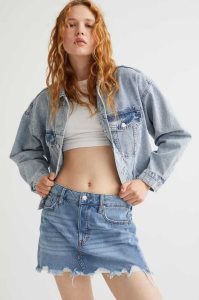 H&M Low Taille Denim Röcke Damen Weiß | 8361-GNXIJ