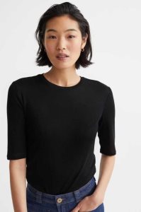 H&M Lyocell T-shirt Oberteile Damen Schwarz | 1084-YKIGH