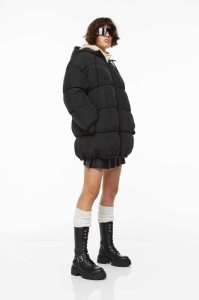 H&M Mit Kapuze Puffer Jacke Damen Hellgrau | 3045-MKPRI