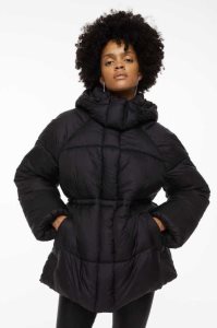 H&M Mit Kapuze Puffer Jacke Damen Schwarz | 5379-LAGOS