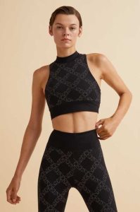 H&M Monogram-print Sports Bra Unterwäsche Damen Schwarz | 8263-IXAOC