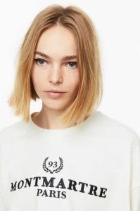 H&M Motif Sweatshirt Damen Weiß | 0183-QESCG