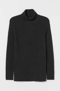 H&M Muscle Fit Turtleneck Pullover Herren Schwarz | 1608-JBAHM