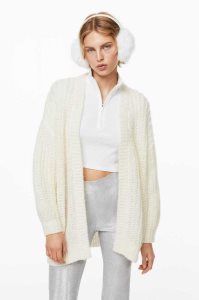 H&M Oversized Cardigan Pullover Damen Weiß | 2438-ILRKP