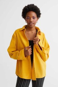 H&M Oversized Corduroy Shirt Bluse Damen Fuchsie | 0682-RIJQM