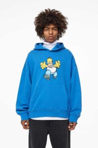 H&M Oversized Fit Baumwoll Hoodie Herren Hellblau | 8359-MOJEK