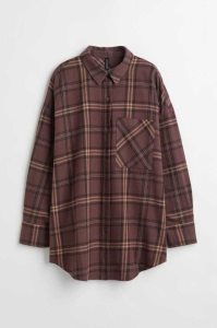H&M Oversized Flannel Shirt Bluse Damen Dunkelgrün | 9061-PJTDZ
