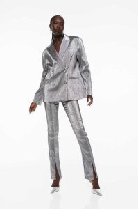 H&M Oversized Glittery Jacke Damen Silber | 1287-YBRCP