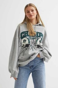 H&M Oversized Hoodie Damen Hellgrau | 4359-NCLHZ