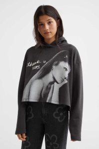 H&M Oversized Printed Hoodie Kinder Dunkelgrau | 9017-IYDZJ