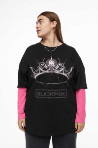 H&M Oversized Rhinestone-motif T-shirt Oberteile Damen Schwarz | 4260-HEVBP