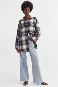 H&M Oversized Twill Overshirt Bluse Damen Grün | 2176-HRYBK