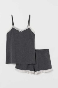 H&M Pajama Camisole Top and Shorts Nachtwäsche Damen Schwarz | 1604-ELCPA