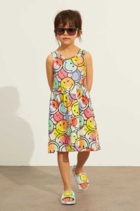 H&M Patterned Baumwoll Kurzes Kleid Kinder Weiß | 0328-GEWTM