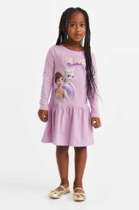 H&M Patterned Baumwoll Kurzes Kleid Kinder Hellrosa | 1270-PDYEU