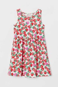 H&M Patterned Jersey Kurzes Kleid Kinder Hellgrün | 4167-CXBKO