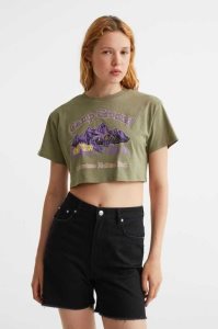 H&M Printed Crop Oberteile Damen Weiß | 1675-KXISD