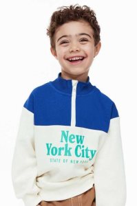 H&M Printed Half-zip Hemd Kinder Hellblau | 4237-JYKDF