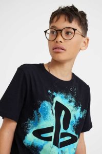 H&M Printed Hemd Kinder Schwarz | 8016-HNZVB