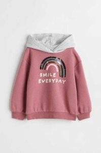 H&M Printed Hoodie Kinder Rot | 0952-CPRBL